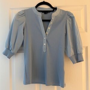 Veronica Beard Coralee Mixed Media Puff Sleeve Top